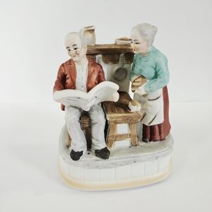 Vintage '60s Price Ceramic Grandpa Grandma Rotating Music Box No Place Like Home